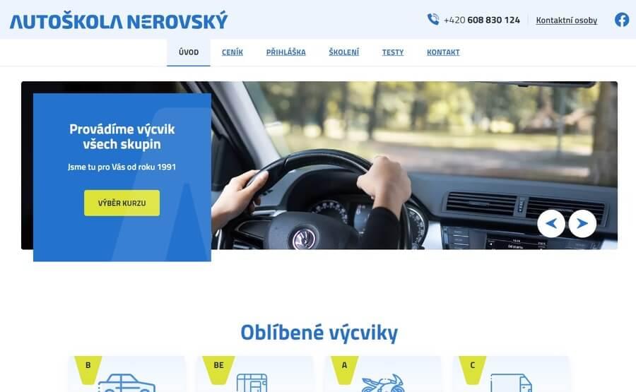 Autoškola Nerovský website homepage desktop preview