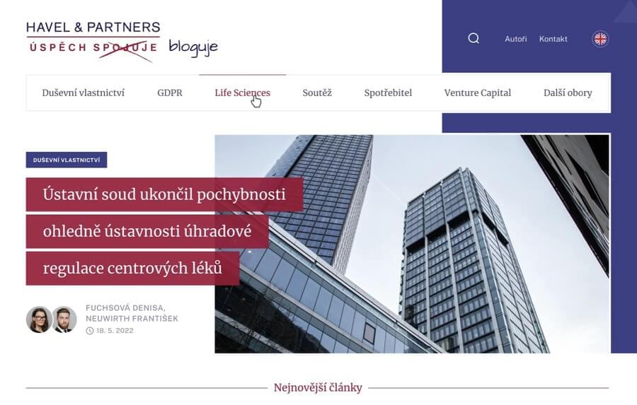 HAVEL & PARTNERS blog homepage desktop preview