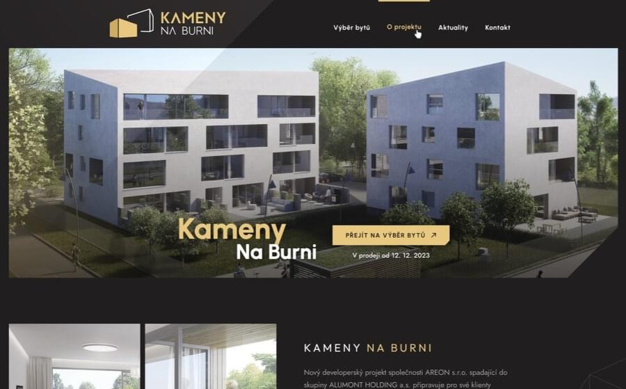 Kameny Na Burni website homepage desktop preview
