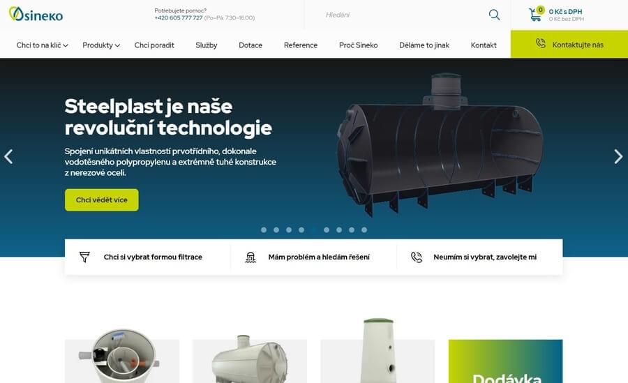Sineko Engineering e-shop homepage desktop preview